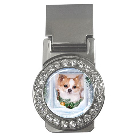 Puppy watching snow Money Clip (CZ) from ArtsNow.com Front