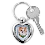 Puppy watching snow Key Chain (Heart)