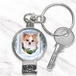 Puppy watching snow Nail Clippers Key Chain