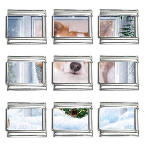 Puppy watching snow 9mm Italian Charm (9 pack) from ArtsNow.com Front