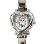 Puppy watching snow Heart Italian Charm Watch