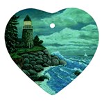 Jerrys Lighthouse -  Ave Hurley - Wrap Canvas Version Ornament (Heart)