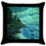Jerrys Lighthouse -  Ave Hurley - Wrap Canvas Version Throw Pillow Case (Black)