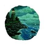 Jerrys Lighthouse -  Ave Hurley - Wrap Canvas Version 15  Premium Round Cushion 