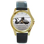 Chopper Command War Ahead - Quality Round Metal Leather Strap Watch (GOLD-TONE)