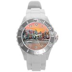  Jane s Winter Sunset   by Ave Hurley of ArtRevu ~ Round Plastic Sport Watch (L)