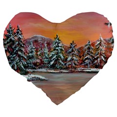  Jane s Winter Sunset   by Ave Hurley of ArtRevu ~ Large 19  Premium Heart Shape Cushion from ArtsNow.com Back