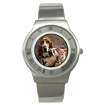 Basset Hound N Cat Friendship - Quality Stainless Steel Watch
