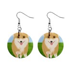 Walking Dog 1  Button Earrings