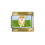 Walking Dog Gold Trim Italian Charm (9mm)