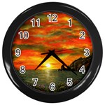 Alyssa s Sunset -Ave Hurley ArtRevu.com- Wall Clock (Black)