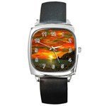 Alyssa s Sunset -Ave Hurley ArtRevu.com- Square Metal Watch