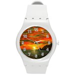 Alyssa s Sunset -Ave Hurley ArtRevu.com- Round Plastic Sport Watch (M)