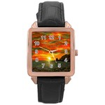 Alyssa s Sunset -Ave Hurley ArtRevu.com- Rose Gold Leather Watch 