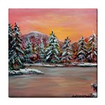 Jane s Winter Sunset -AveHurley ArtRevu.com- Tile Coaster