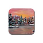 Jane s Winter Sunset -AveHurley ArtRevu.com- Rubber Square Coaster (4 pack)