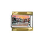 Jane s Winter Sunset -AveHurley ArtRevu.com- Gold Trim Italian Charm (9mm)