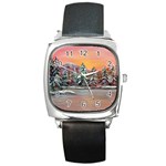 Jane s Winter Sunset -AveHurley ArtRevu.com- Square Metal Watch