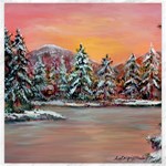 Jane s Winter Sunset -AveHurley ArtRevu.com- Canvas 16  x 16 