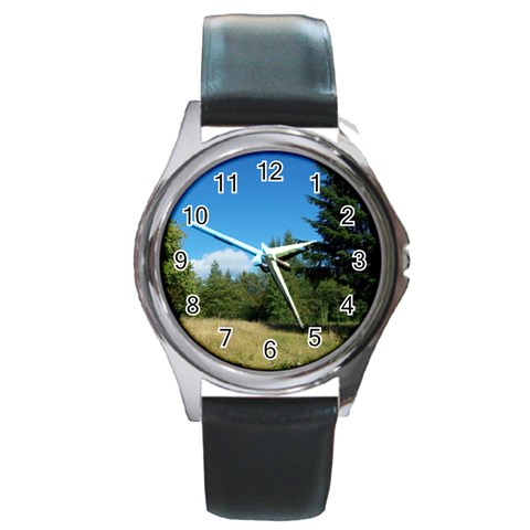 land2 Round Metal Watch from ArtsNow.com Front