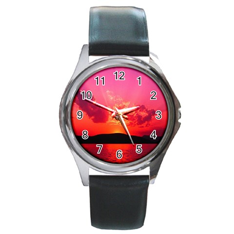 Sunset Round Metal Watch from ArtsNow.com Front