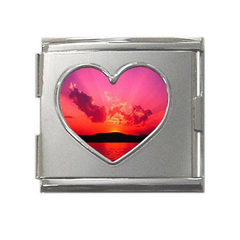 Sunset Mega Link Heart Italian Charm (18mm) from ArtsNow.com Front