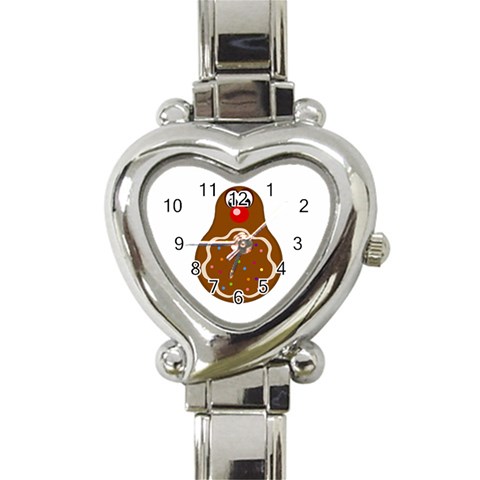 Holiday Gingerbread Cookie Heart Italian Charm Watch from ArtsNow.com Front