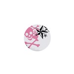 Pink Skull Stars 1  Mini Button