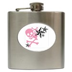 Pink Skull Stars Hip Flask (6 oz)