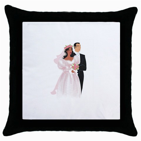 Bride and Groom Throw Pillow Case (Black) from ArtsNow.com Front