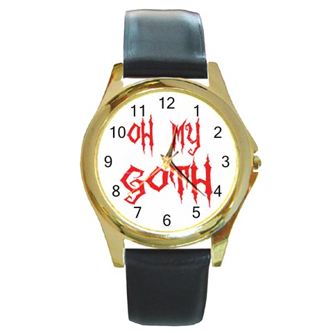 Oh My Goth Round Gold Metal Watch from ArtsNow.com Front