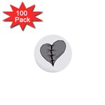 Sewn Up Dark Heart 1  Mini Button (100 pack) 