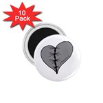 Sewn Up Dark Heart 1.75  Magnet (10 pack) 