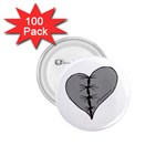 Sewn Up Dark Heart 1.75  Button (100 pack) 