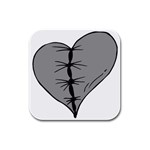 Sewn Up Dark Heart Rubber Square Coaster (4 pack)