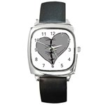 Sewn Up Dark Heart Square Metal Watch