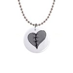 Sewn Up Dark Heart 1  Button Necklace