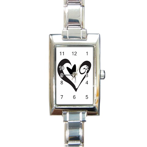 Heart Inside a Heart Rectangular Italian Charm Watch from ArtsNow.com Front