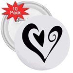 Heart Inside a Heart 3  Button (10 pack)