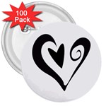 Heart Inside a Heart 3  Button (100 pack)