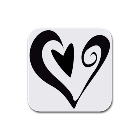 Heart Inside a Heart Rubber Square Coaster (4 pack) from ArtsNow.com Front