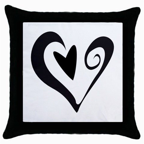 Heart Inside a Heart Throw Pillow Case (Black) from ArtsNow.com Front