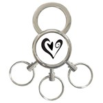 Heart Inside a Heart 3-Ring Key Chain