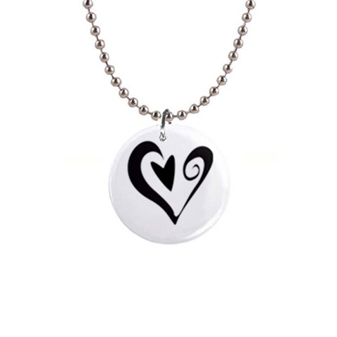 Heart Inside a Heart 1  Button Necklace from ArtsNow.com Front