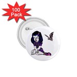 Goth Girl and Bat 1.75  Button (100 pack) 