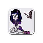 Goth Girl and Bat Rubber Coaster (Square)