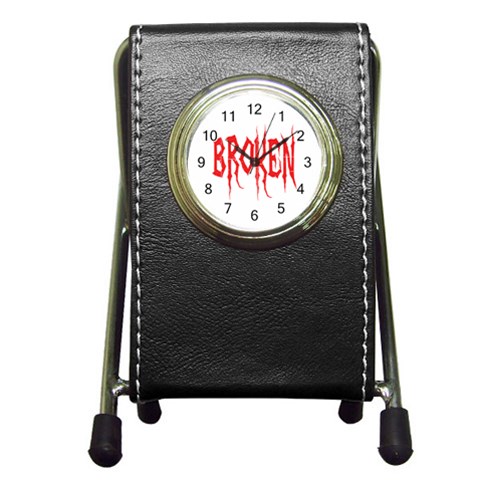 Broken Pen Holder Desk Clock from ArtsNow.com Front