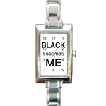 Black Becomes Me Rectangular Italian Charm Watch
