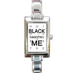 Black Becomes Me Rectangular Italian Charm Watch