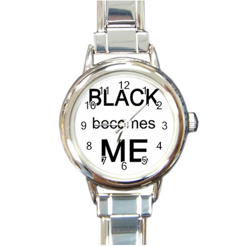 Black Becomes Me Round Italian Charm Watch from ArtsNow.com Front